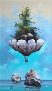 Léghajó, 2004, olaj, farost, 30 x 50 cm