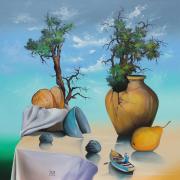 Titánok asztala 3, 2004, olaj, farost, 60 x 60 cm