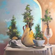 Titánok asztala 1, 2004, olaj, farost, 50 x 50 cm