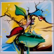 Szitakötő, 2004, olaj, farost, 50 x 50 cm