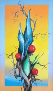 Holdvirág 8, 2006, olaj, farost, 35 x 60 cm