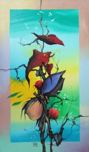 Holdvirág 4, 2006, olaj, farost, 35 x 60 cm