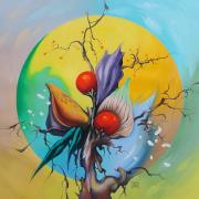 Holdvirág (telihold) 5, 2007, olaj, vászon, 51 x 51 cm